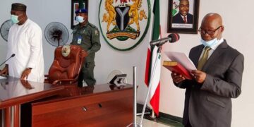 Ugwuanyi swears in Ozoemena as Acting Chief Judge of Enugu State