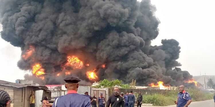 Fire guts NSCDC exhibit yard in Rivers, destroys trucks worth millions