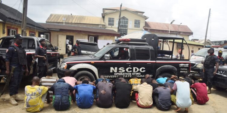 NSCDC arrests 19 suspected illegal crude refiners in Rivers