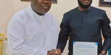 Gov Ugwuanyi receives Enugu born first African winner of AFS Award for Young Global Citizens