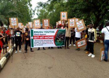 Enugu youths support Nnamdi Kanu in ending illegal sit-at-home in South-East 