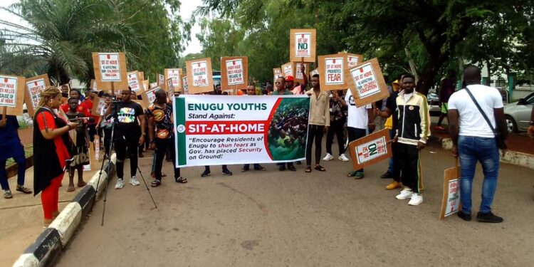 Enugu youths support Nnamdi Kanu in ending illegal sit-at-home in South-East 