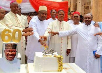 Three Enugu Bishops, over 150 Nsukka priests celebrate Holy Mass for Ugwuanyi at 60