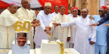 Three Enugu Bishops, over 150 Nsukka priests celebrate Holy Mass for Ugwuanyi at 60