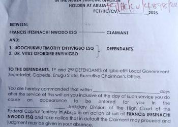 Abuja based Senior Counsel seeks N100 million damages against lawyer for alleged defamation