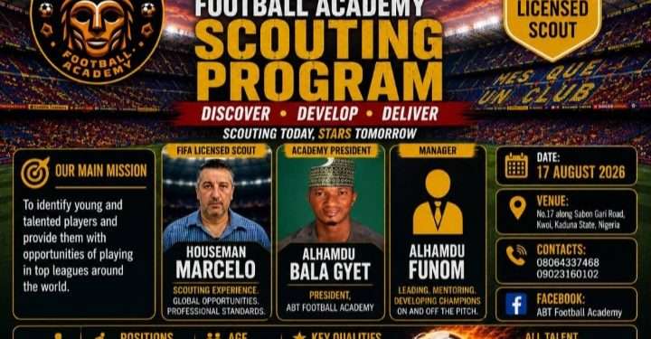 50 players to battle for ABT Football Academy scouting slots in Kaduna
